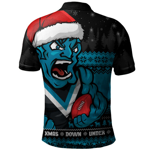 Port Adelaide Polo Shirt Merry Christmas Down Under Footy Power Style