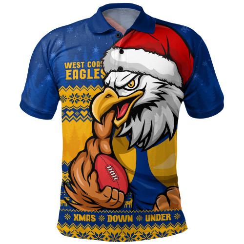 West Coast Eagles Polo Shirt Merry Christmas Down Under Footy Power Style