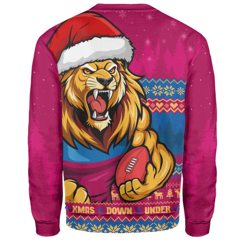 Brisbane Lions Sweatshirt Merry Christmas Down Under Footy Power Style Brisbane Lions Sweatshirt Merry Christmas Down Under Footy Power Style