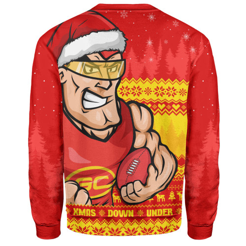 Gold Coast SUNS Sweatshirt Merry Christmas Down Under Footy Power Style Gold Coast SUNS Sweatshirt Merry Christmas Down Under Footy Power Style