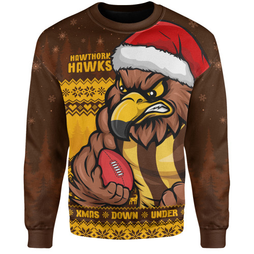 Hawthorn Sweatshirt Merry Christmas Down Under Footy Power Style