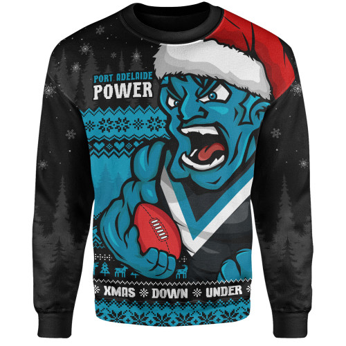 Port Adelaide Sweatshirt Merry Christmas Down Under Footy Power Style