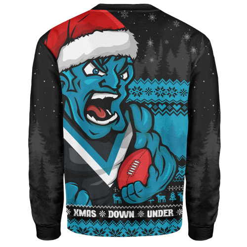 Port Adelaide Sweatshirt Merry Christmas Down Under Footy Power Style Port Adelaide Sweatshirt Merry Christmas Down Under Footy Power Style