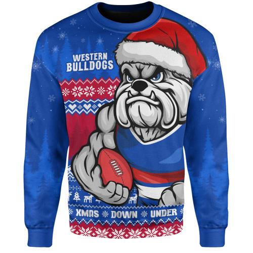 Western Bulldogs Sweatshirt Merry Christmas Down Under Footy Power Style