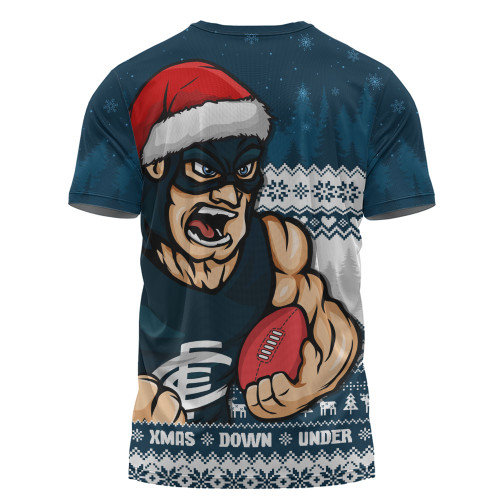 Carlton T-Shirt Merry Christmas Down Under Footy Power Style