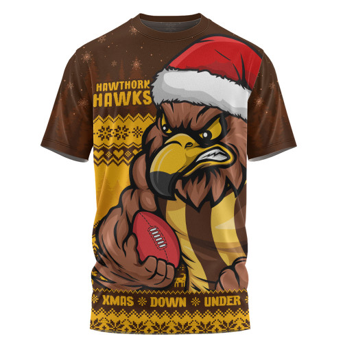 Hawthorn T-Shirt Merry Christmas Down Under Footy Power Style