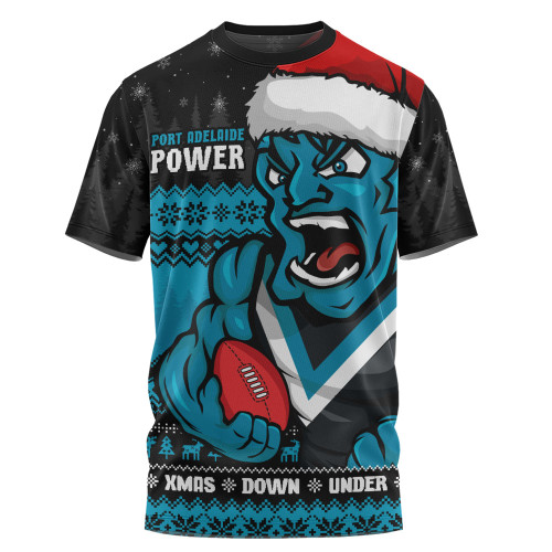 Port Adelaide T-Shirt Merry Christmas Down Under Footy Power Style Port Adelaide T-Shirt Merry Christmas Down Under Footy Power Style