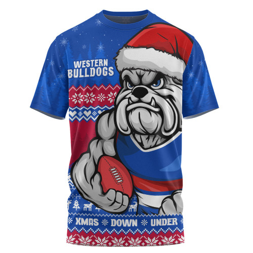 Western Bulldogs T-Shirt Merry Christmas Down Under Footy Power Style