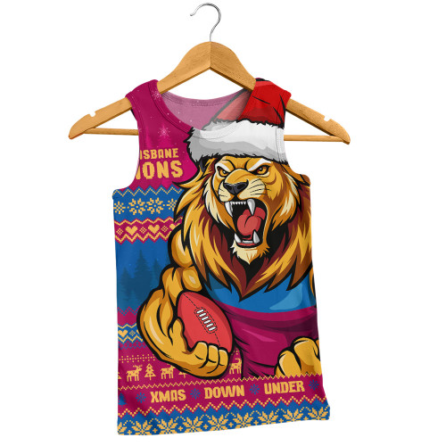 Brisbane Lions Men Singlet Merry Christmas Down Under Footy Power Style