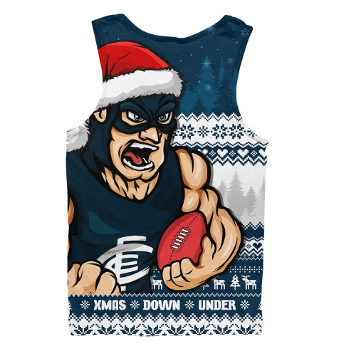 Carlton Men Singlet Merry Christmas Down Under Footy Power Style