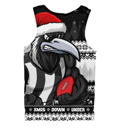 Collingwood Men Singlet Merry Christmas Down Under Footy Power Style