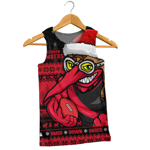 Essendon Men Singlet Merry Christmas Down Under Footy Power Style