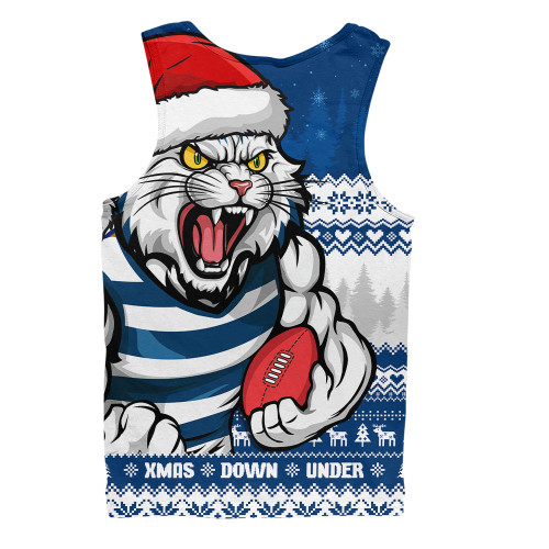 Geelong Cats Men Singlet Merry Christmas Down Under Footy Power Style