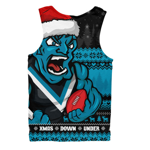 Port Adelaide Men Singlet Merry Christmas Down Under Footy Power Style