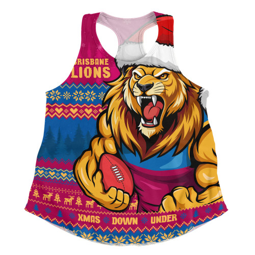 Brisbane Lions Women Racerback Singlet Merry Christmas Down Under Footy Power Style Brisbane Lions Women Racerback Singlet Merry Christmas Down Under Footy Power Style