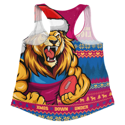 Brisbane Lions Women Racerback Singlet Merry Christmas Down Under Footy Power Style