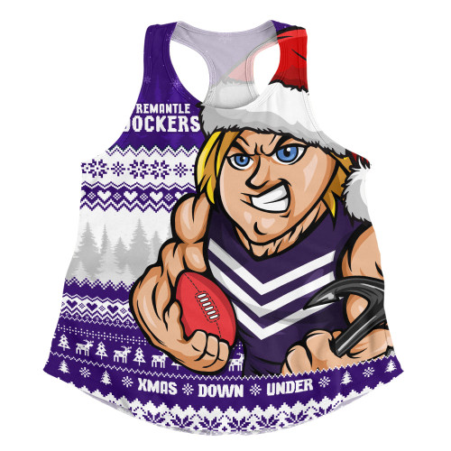Fremantle Women Racerback Singlet Merry Christmas Down Under Footy Power Style