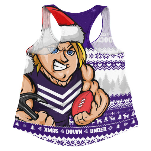 Fremantle Women Racerback Singlet Merry Christmas Down Under Footy Power Style