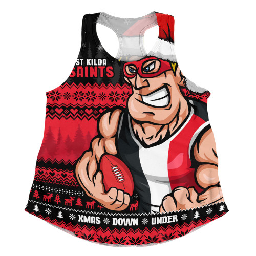 St Kilda Women Racerback Singlet Merry Christmas Down Under Footy Power Style