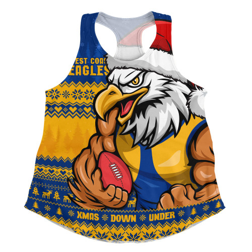 West Coast Eagles Women Racerback Singlet Merry Christmas Down Under Footy Power Style