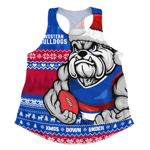 Western Bulldogs Women Racerback Singlet Merry Christmas Down Under Footy Power Style