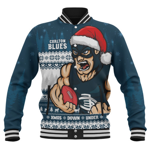 Carlton Baseball Jacket Merry Christmas Down Under Footy Power Style