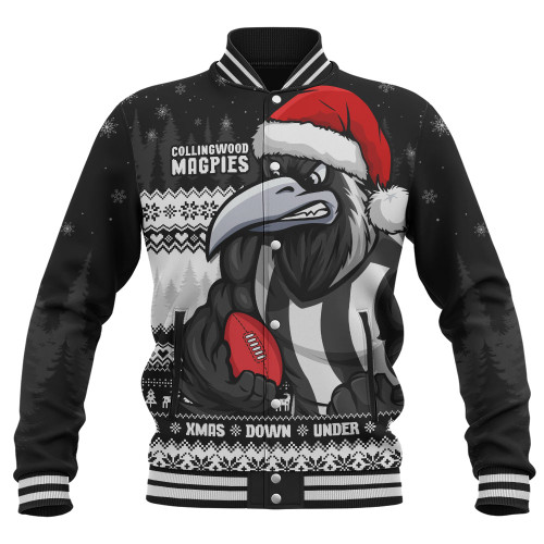 Collingwood Baseball Jacket Merry Christmas Down Under Footy Power Style