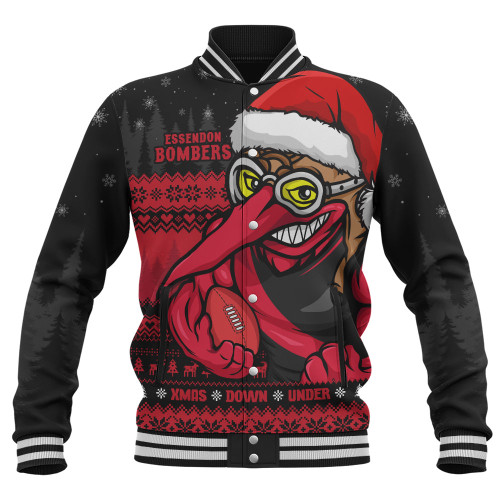 Essendon Baseball Jacket Merry Christmas Down Under Footy Power Style