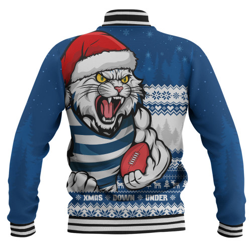 Geelong Cats Baseball Jacket Merry Christmas Down Under Footy Power Style Geelong Cats Baseball Jacket Merry Christmas Down Under Footy Power Style