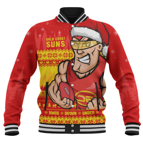 Gold Coast SUNS Baseball Jacket Merry Christmas Down Under Footy Power Style Gold Coast SUNS Baseball Jacket Merry Christmas Down Under Footy Power Style