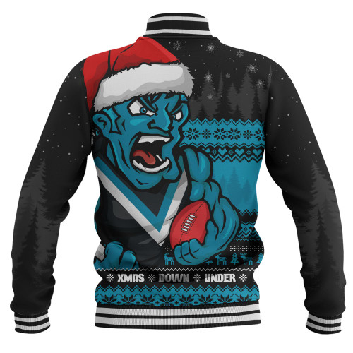 Port Adelaide Baseball Jacket Merry Christmas Down Under Footy Power Style