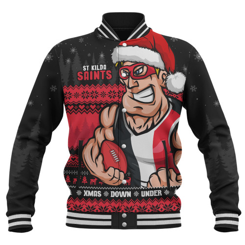 St Kilda Baseball Jacket Merry Christmas Down Under Footy Power Style St Kilda Baseball Jacket Merry Christmas Down Under Footy Power Style