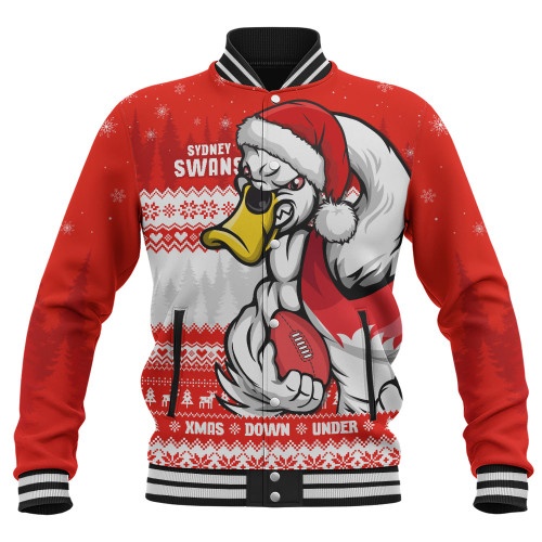 Sydney Swans Baseball Jacket Merry Christmas Down Under Footy Power Style