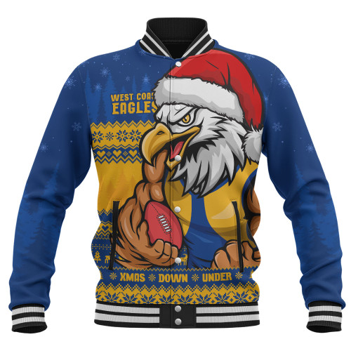 West Coast Eagles Baseball Jacket Merry Christmas Down Under Footy Power Style