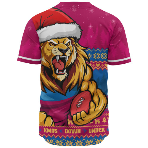 Brisbane Lions Baseball Shirt Merry Christmas Down Under Footy Power Style Brisbane Lions Baseball Shirt Merry Christmas Down Under Footy Power Style