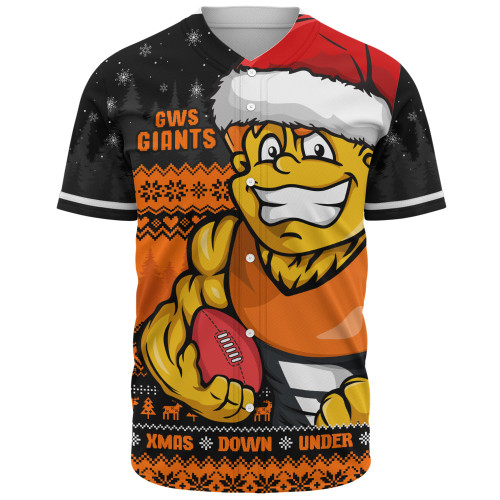 GWS GIANTS Baseball Shirt Merry Christmas Down Under Footy Power Style