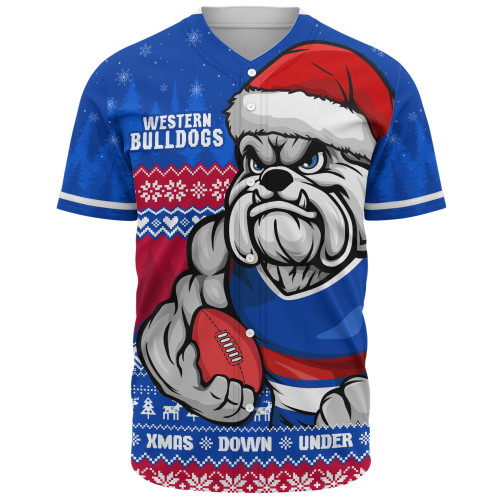 Western Bulldogs Baseball Shirt Merry Christmas Down Under Footy Power Style