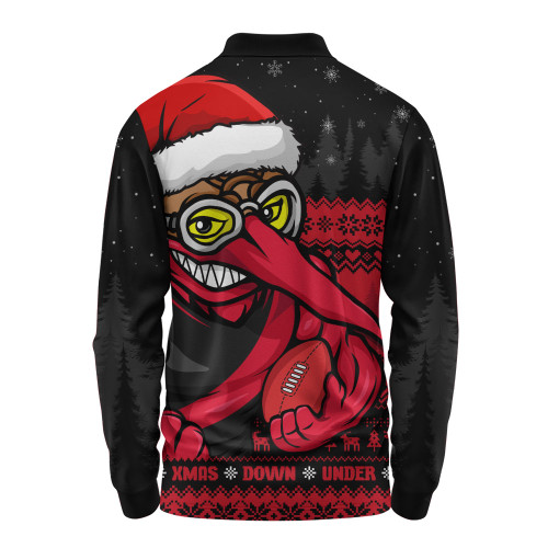 Essendon Long Sleeve Polo Shirt Merry Christmas Down Under Footy Power Style