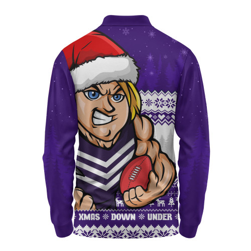 Fremantle Long Sleeve Polo Shirt Merry Christmas Down Under Footy Power Style