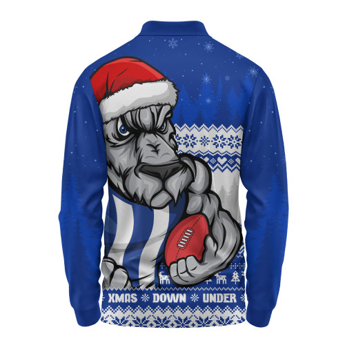 North Melbourne Long Sleeve Polo Shirt Merry Christmas Down Under Footy Power Style