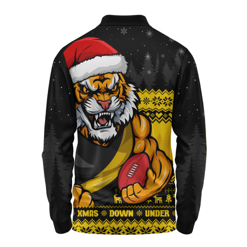 Richmond Long Sleeve Polo Shirt Merry Christmas Down Under Footy Power Style