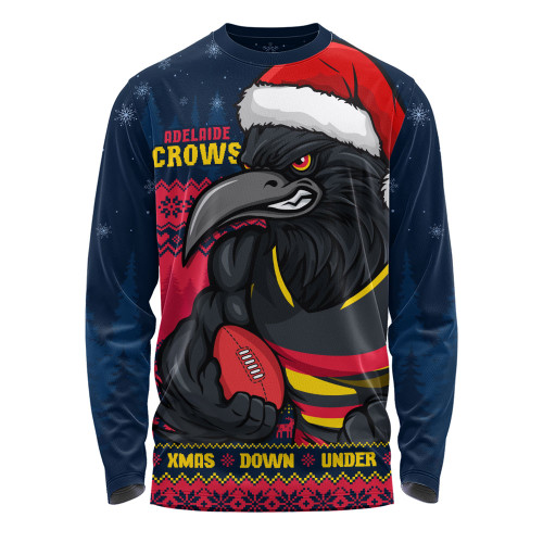 Adelaide Crows Long Sleeve T-shirt Merry Christmas Down Under Footy Power Style