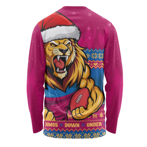 Brisbane Lions Long Sleeve T-shirt Merry Christmas Down Under Footy Power Style