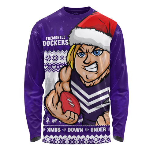 Fremantle Long Sleeve T-shirt Merry Christmas Down Under Footy Power Style