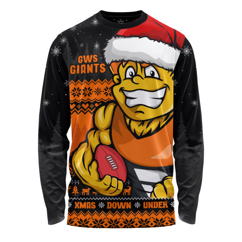 GWS GIANTS Long Sleeve T-shirt Merry Christmas Down Under Footy Power Style