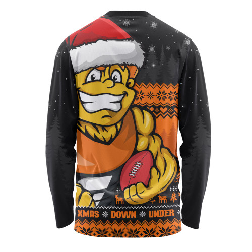 GWS GIANTS Long Sleeve T-shirt Merry Christmas Down Under Footy Power Style