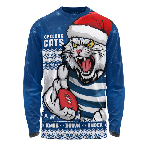 Geelong Cats Long Sleeve T-shirt Merry Christmas Down Under Footy Power Style
