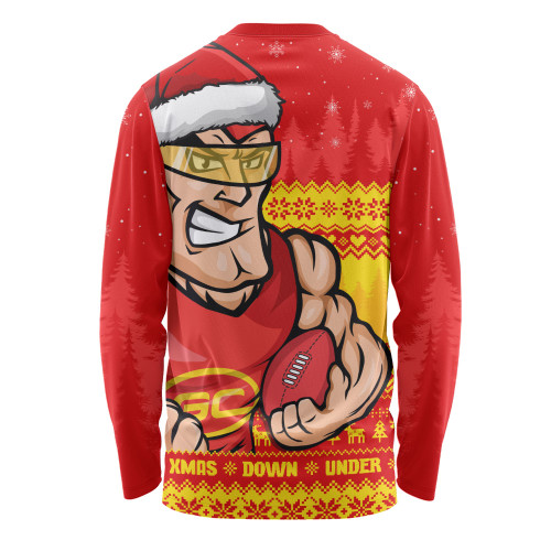 Gold Coast SUNS Long Sleeve T-shirt Merry Christmas Down Under Footy Power Style