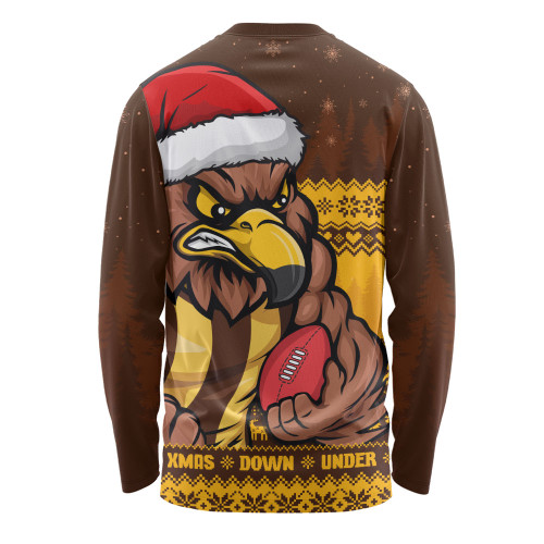 Hawthorn Long Sleeve T-shirt Merry Christmas Down Under Footy Power Style