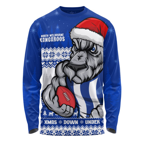 North Melbourne Long Sleeve T-shirt Merry Christmas Down Under Footy Power Style